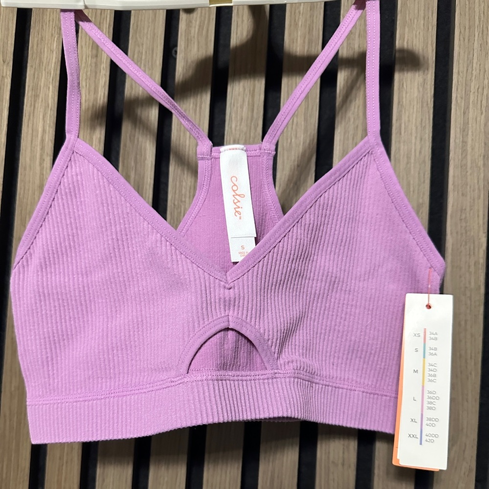Colsie Women's Ribbed Bralette - Lavender SMALL BRALETTE 34B 36A AMAZING DEAL!